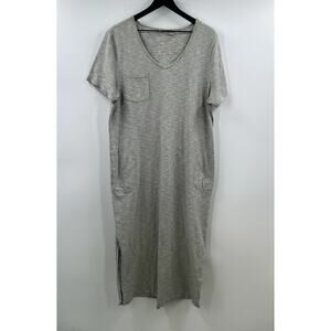 Chicos Zenergy 100% Cotton Midi V Neck Casual Dress Size 16/18 Extra Large